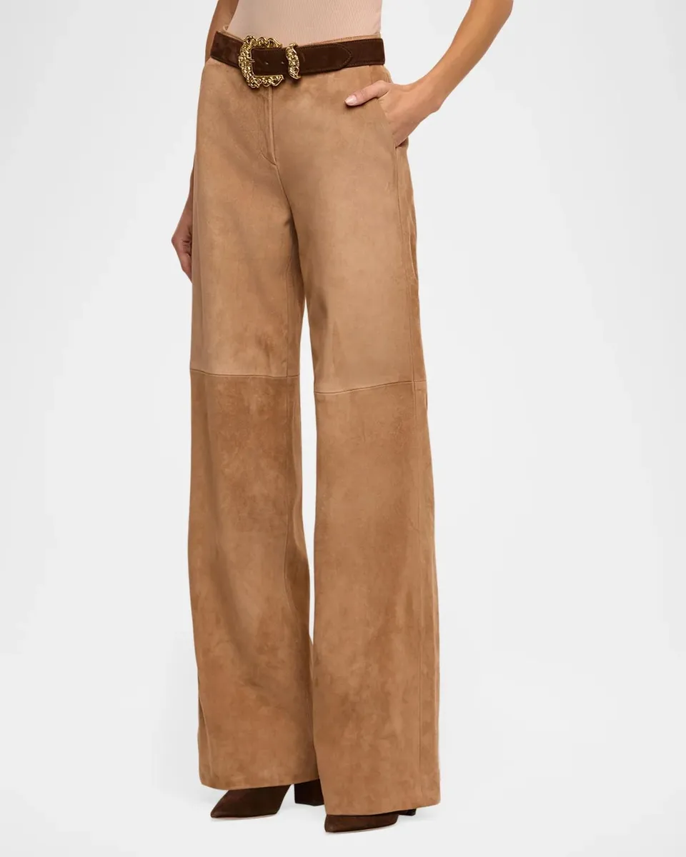 L'Agence Livvy Suede Straight-Leg Trousers | Thumbnail 5 L'Agence Livvy Suede Straight-Leg Trousers | Thumbnail 5