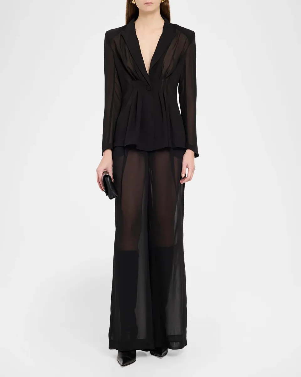 L'Agence Allanah Sheer Wide-Leg Trousers | Thumbnail 2
