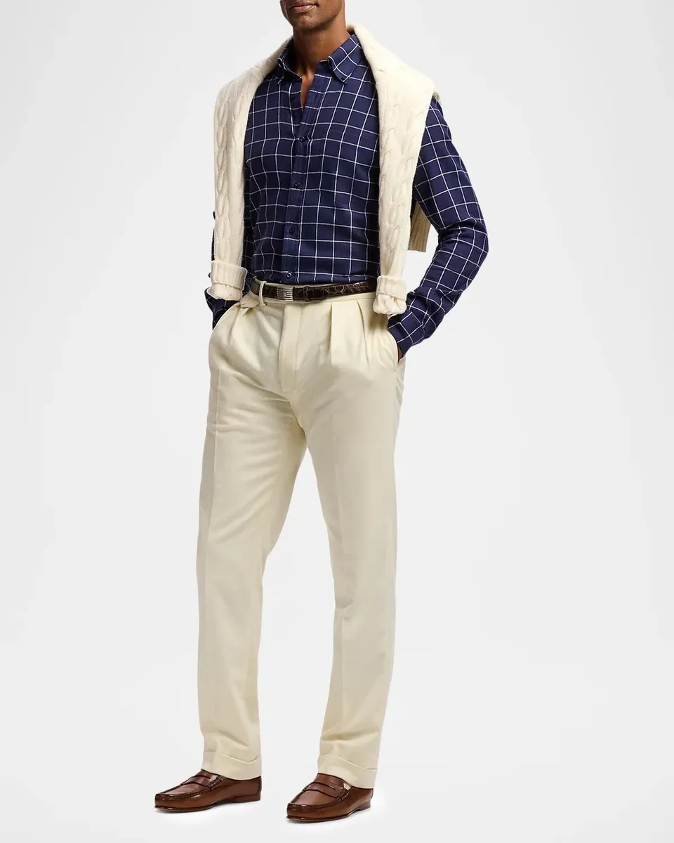 Ralph Lauren Purple Label Men's Handmade Windowpane Button-Down Shirt | Thumbnail 2 Ralph Lauren Purple Label Men's Handmade Windowpane Button-Down Shirt | Thumbnail 2