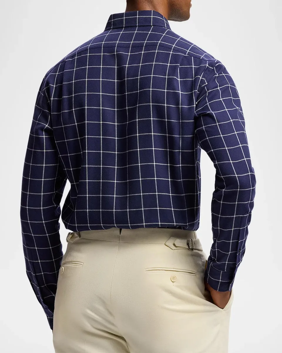 Ralph Lauren Purple Label Men's Handmade Windowpane Button-Down Shirt | Thumbnail 3 Ralph Lauren Purple Label Men's Handmade Windowpane Button-Down Shirt | Thumbnail 3