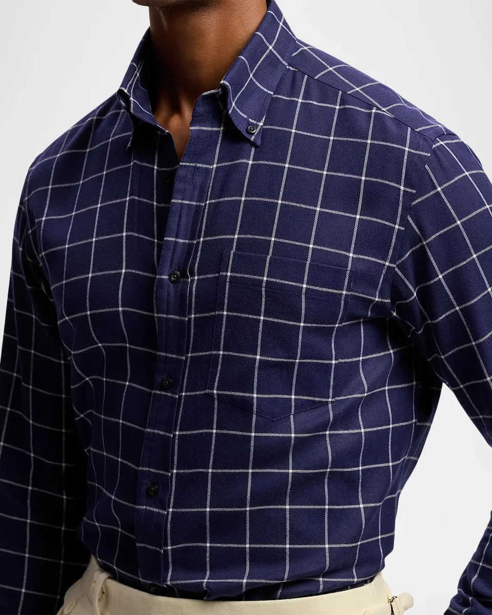 Ralph Lauren Purple Label Men's Handmade Windowpane Button-Down Shirt | Thumbnail 5 Ralph Lauren Purple Label Men's Handmade Windowpane Button-Down Shirt | Thumbnail 5