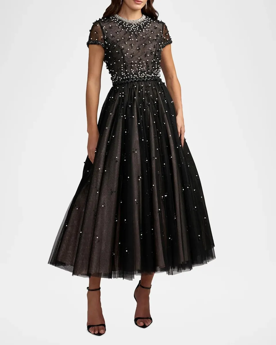 Mac Duggal Beaded Tulle Midi Dress | Thumbnail 2