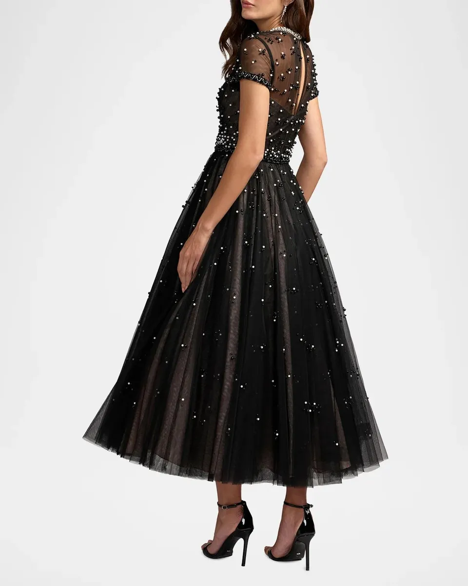 Mac Duggal Beaded Tulle Midi Dress | Thumbnail 3