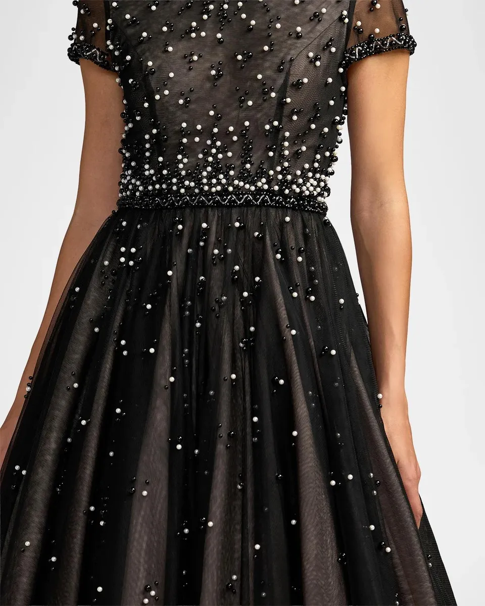 Mac Duggal Beaded Tulle Midi Dress | Thumbnail 4
