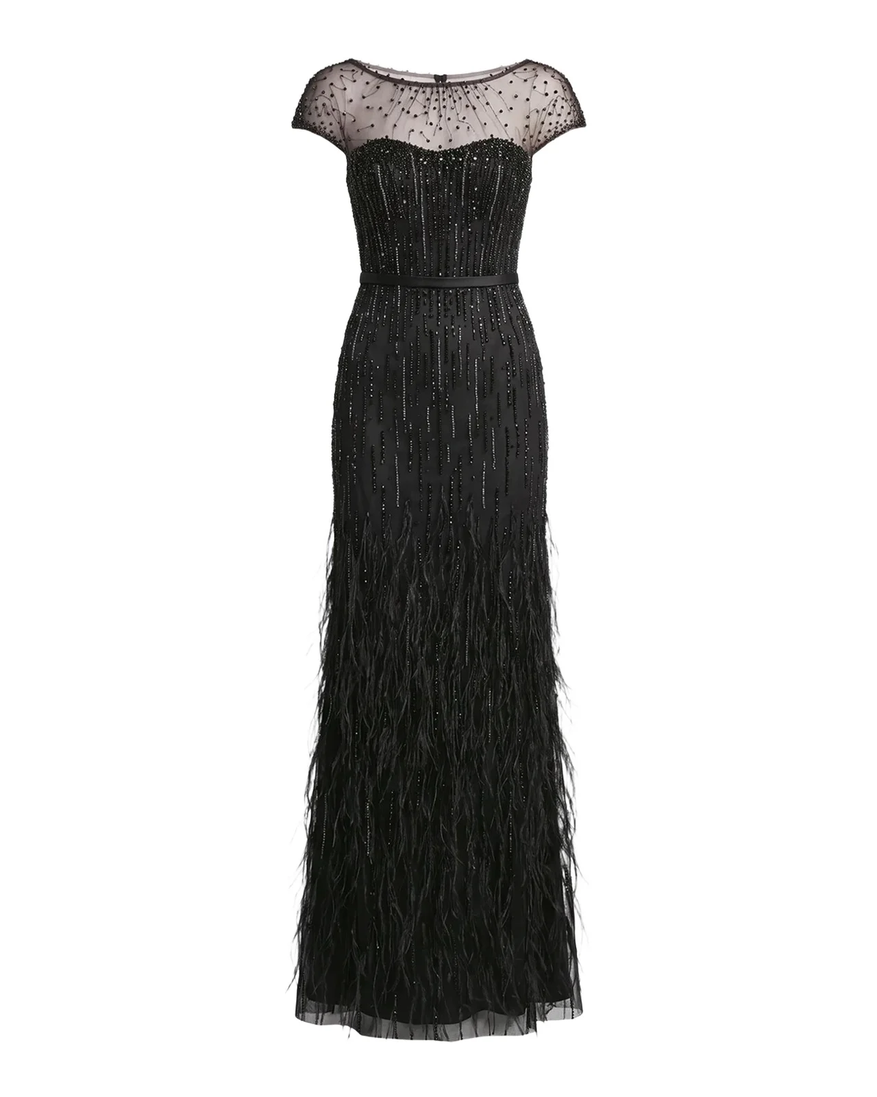 Embellished Illusion Column Gown