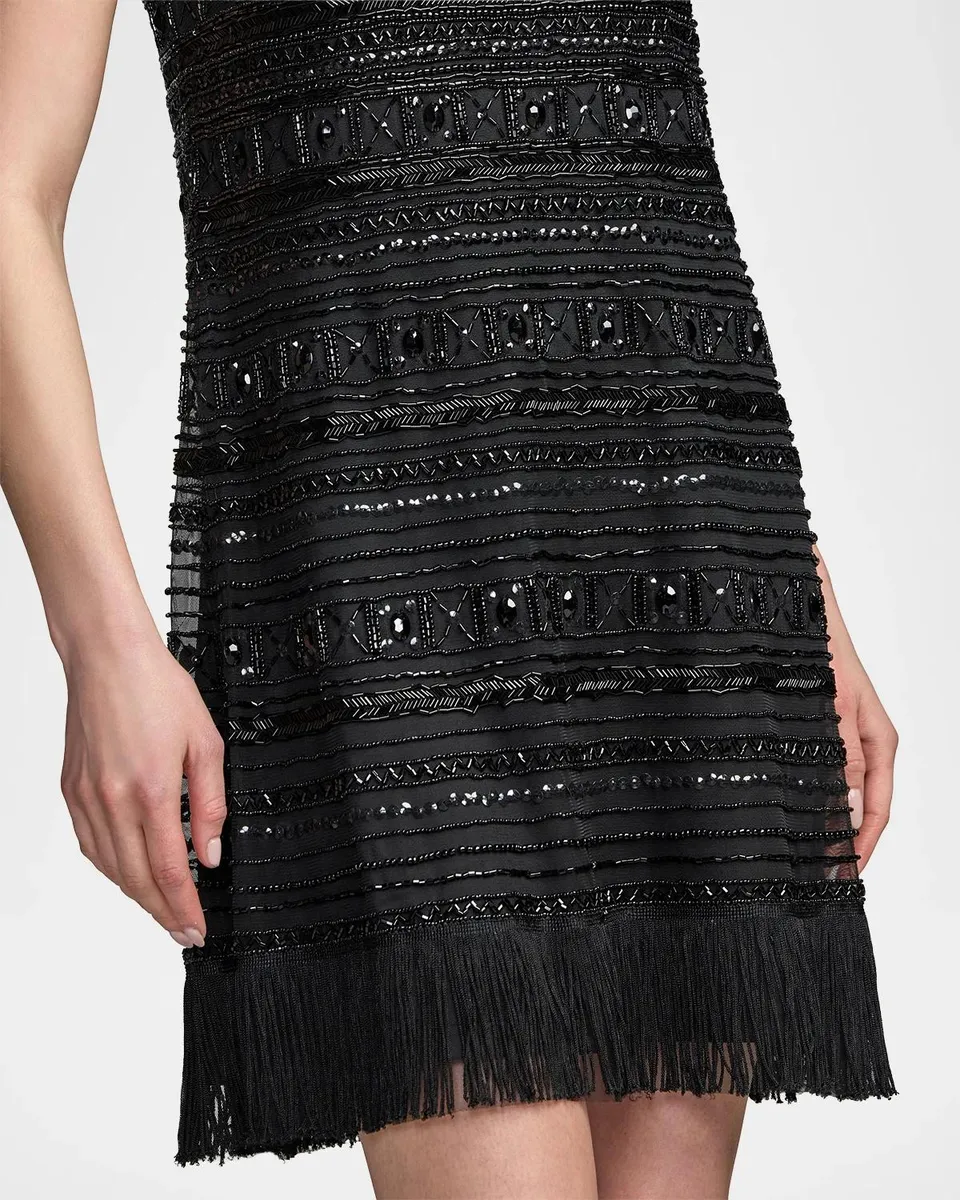 Mac Duggal Beaded Fringe-Hem Mini Shift Dress | Thumbnail 4 Mac Duggal Beaded Fringe-Hem Mini Shift Dress | Thumbnail 4