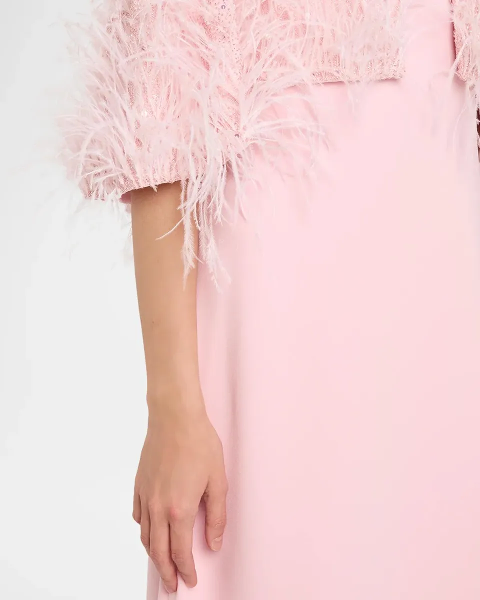 Oscar de la Renta Embellished Capelet Silk Stretch A-Line Gown | Thumbnail 5 Oscar de la Renta Embellished Capelet Silk Stretch A-Line Gown | Thumbnail 5