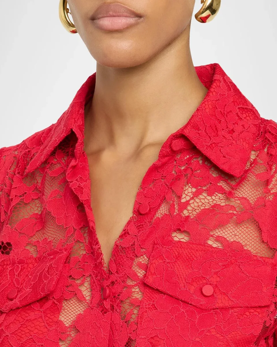 Generation Love Priya Mesh Lace Button-Front Shirt | Thumbnail 5 Generation Love Priya Mesh Lace Button-Front Shirt | Thumbnail 5