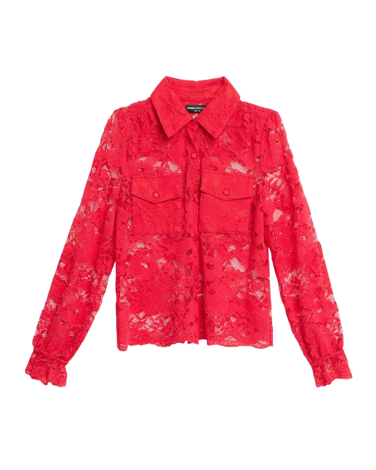 Generation Love Priya Mesh Lace Button-Front Shirt