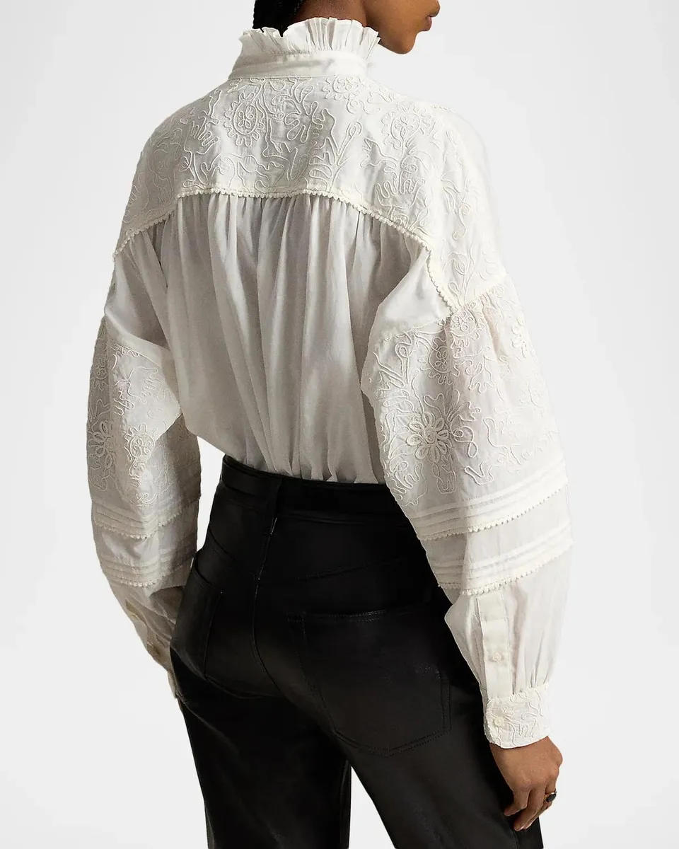 Polo Ralph Lauren Ruffle-Collar Embroidered Shirt | Thumbnail 3 Polo Ralph Lauren Ruffle-Collar Embroidered Shirt | Thumbnail 3