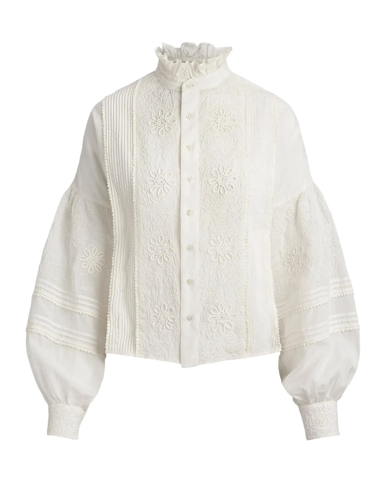 Polo Ralph Lauren Ruffle-Collar Embroidered Shirt