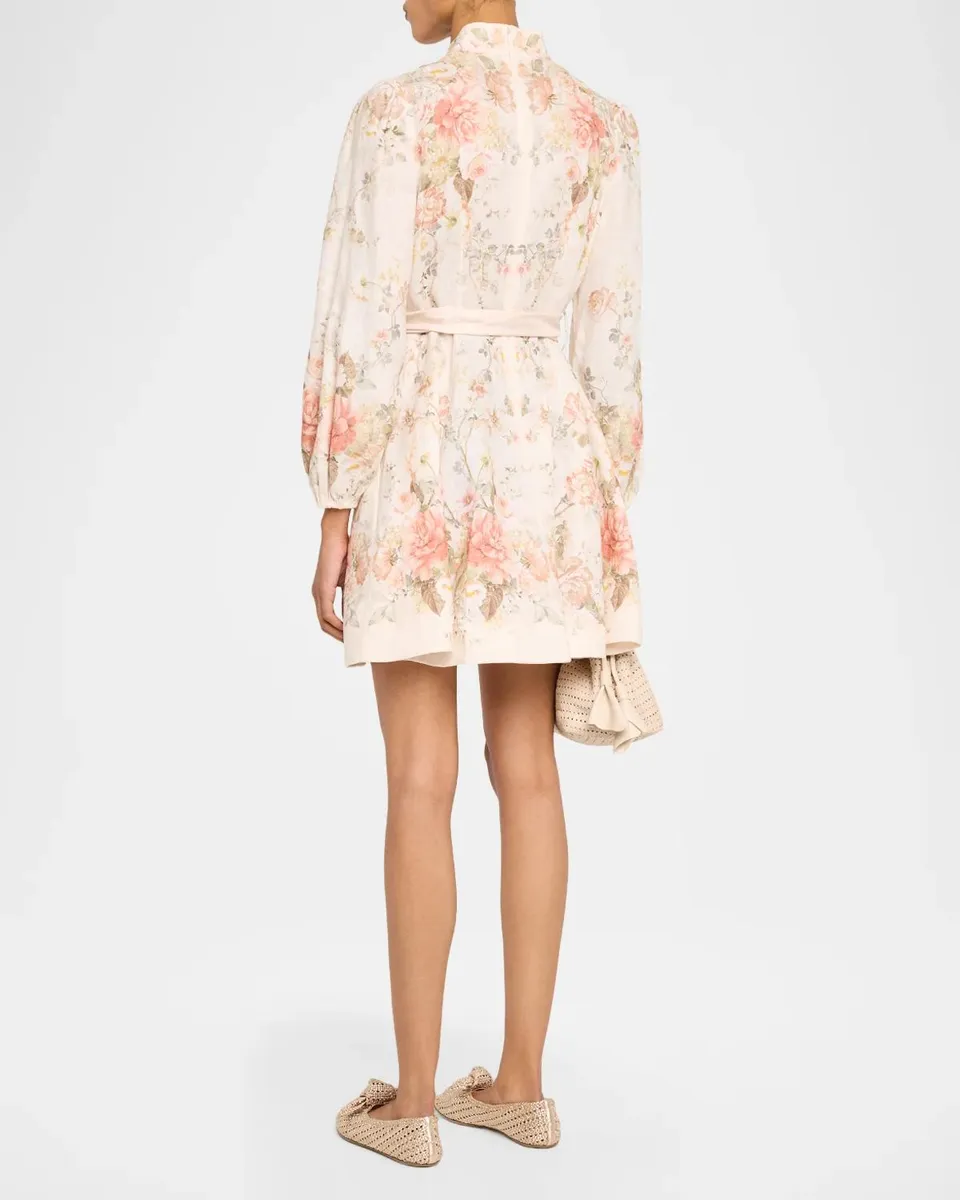 Zimmermann Clash Button Floral Linen Mini Dress | Thumbnail 3