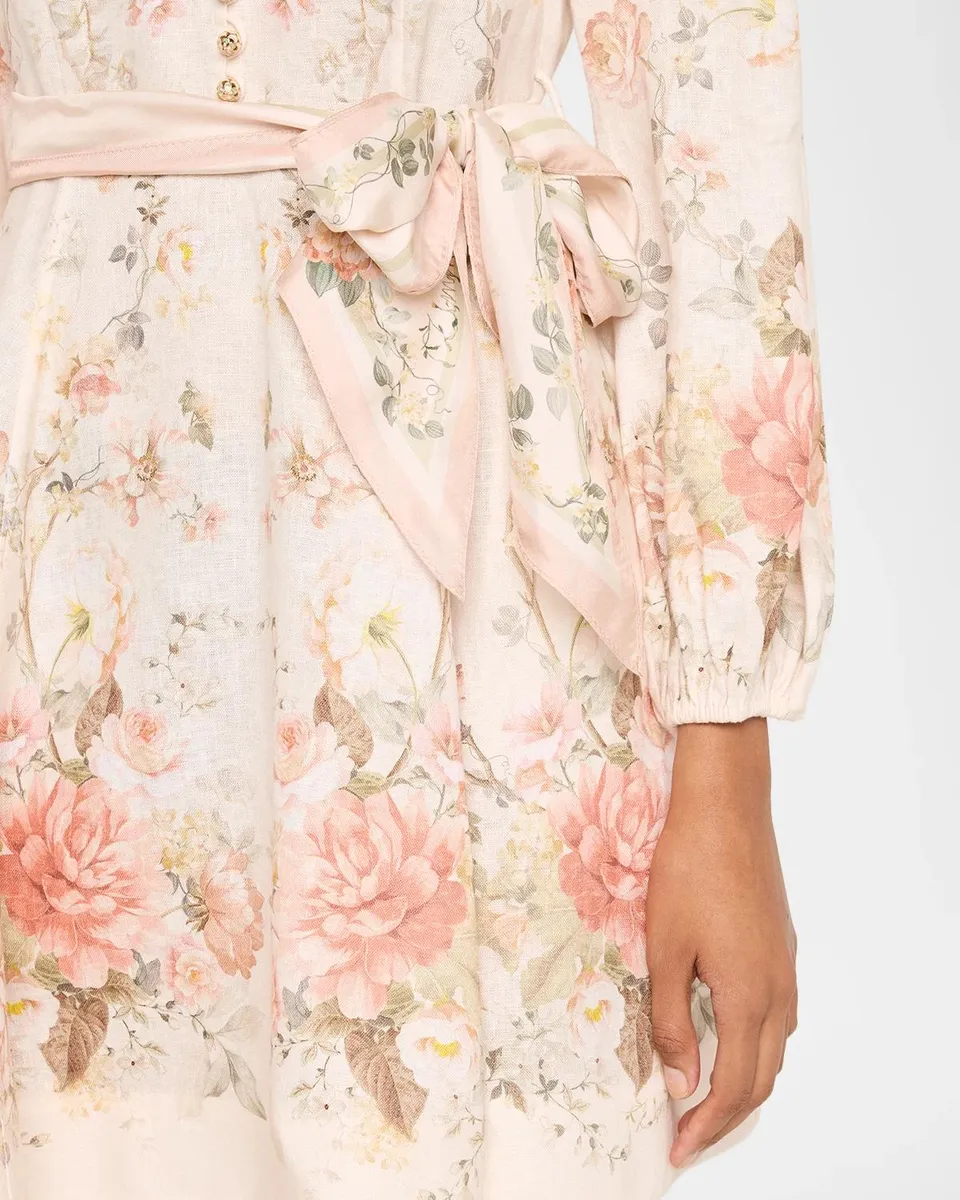 Zimmermann Clash Button Floral Linen Mini Dress | Thumbnail 5