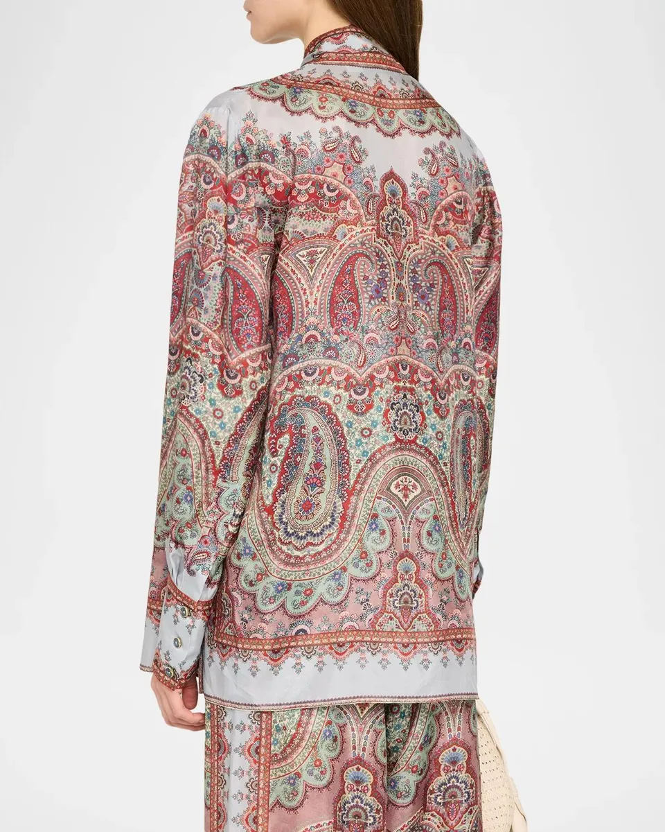 Zimmermann Fairlight Paisley Silk Tie-Neck Tunic Shirt | Thumbnail 3 Zimmermann Fairlight Paisley Silk Tie-Neck Tunic Shirt | Thumbnail 3