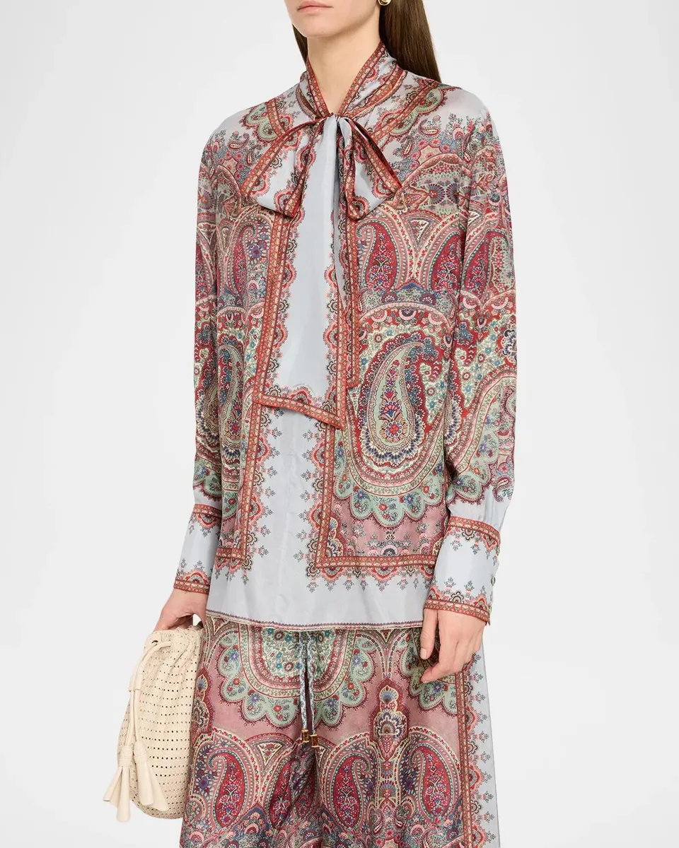 Zimmermann Fairlight Paisley Silk Tie-Neck Tunic Shirt | Thumbnail 4 Zimmermann Fairlight Paisley Silk Tie-Neck Tunic Shirt | Thumbnail 4