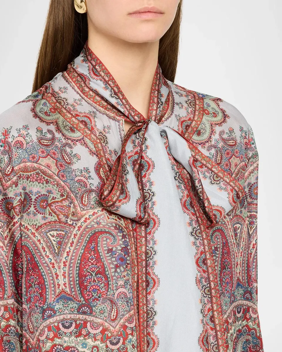 Zimmermann Fairlight Paisley Silk Tie-Neck Tunic Shirt | Thumbnail 5 Zimmermann Fairlight Paisley Silk Tie-Neck Tunic Shirt | Thumbnail 5