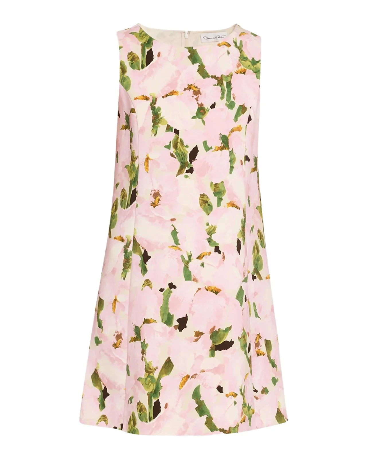 Oscar de la Renta Sleeveless Watercolor Iris Print Wool-Blend Mini Dress