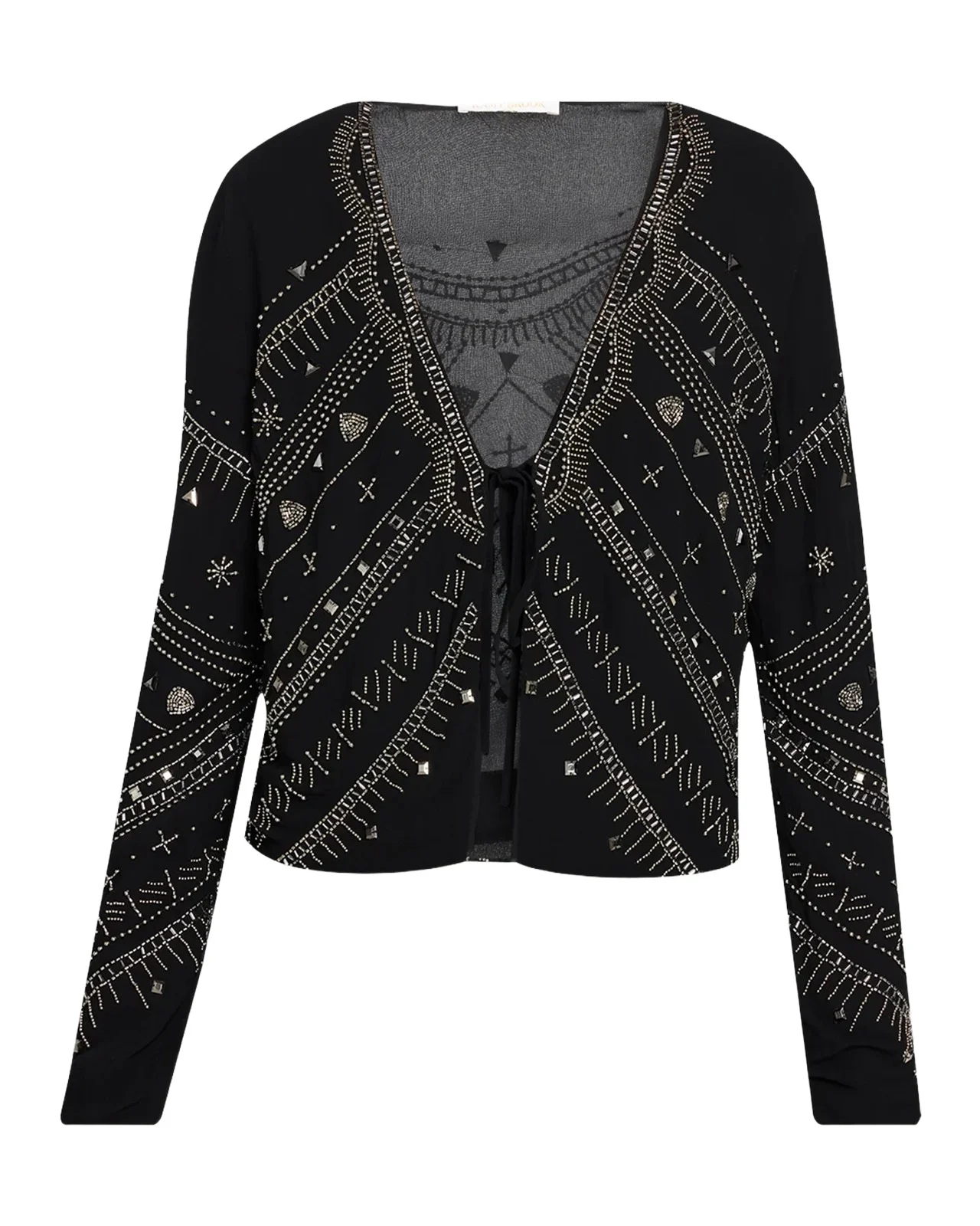 Ramy Brook Andreas Beaded Tie-Front Top