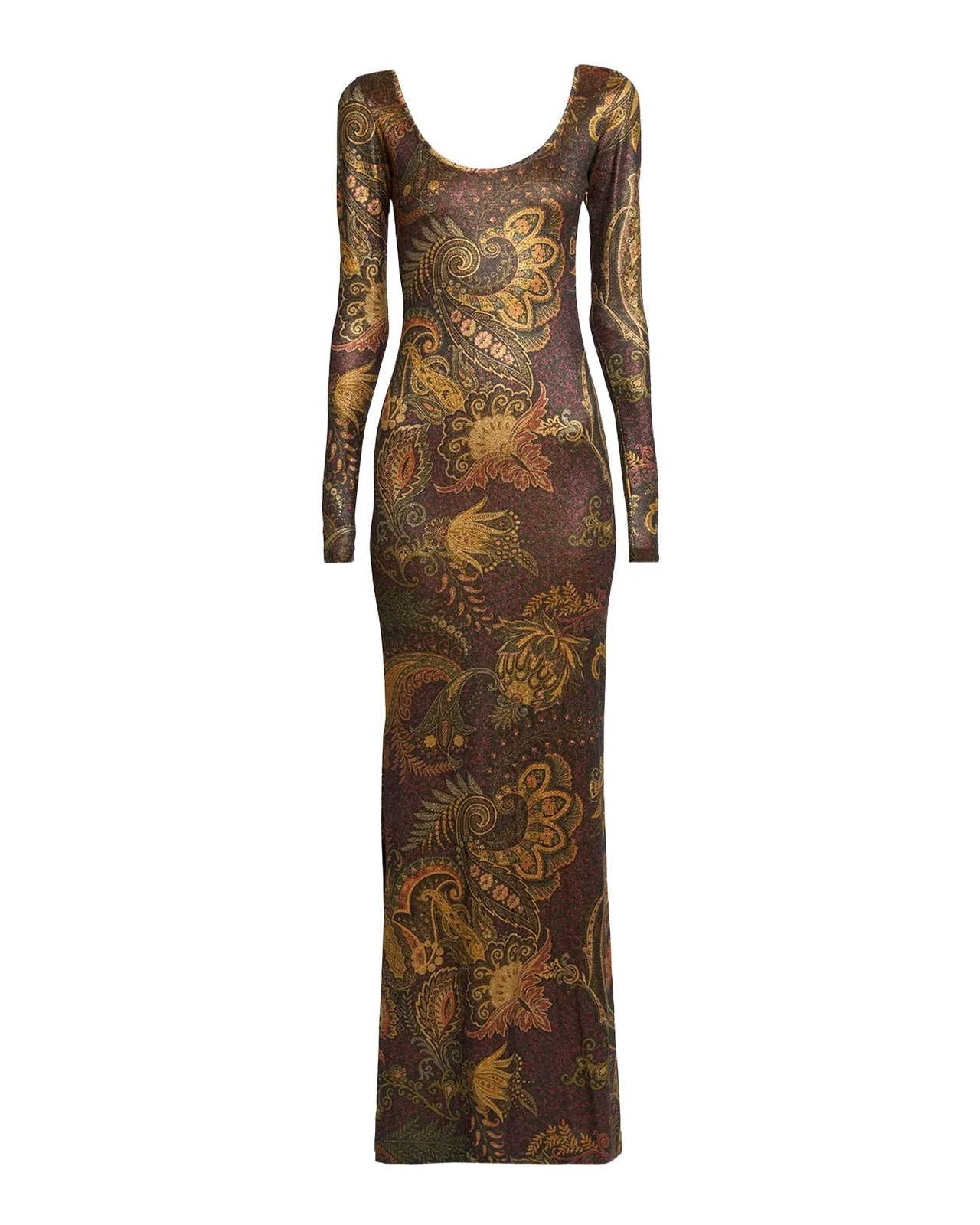 Metallic Paisley-Print Long-Sleeve Column Dress Metallic Paisley-Print Long-Sleeve Column Dress