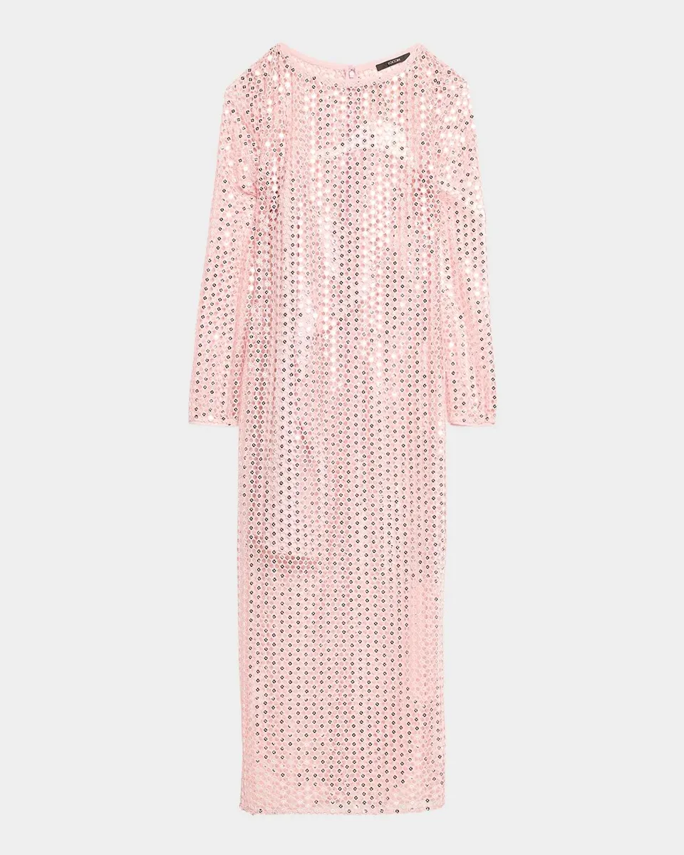 Toccin Viola Sequin Net Mesh Midi Dress | Thumbnail 5