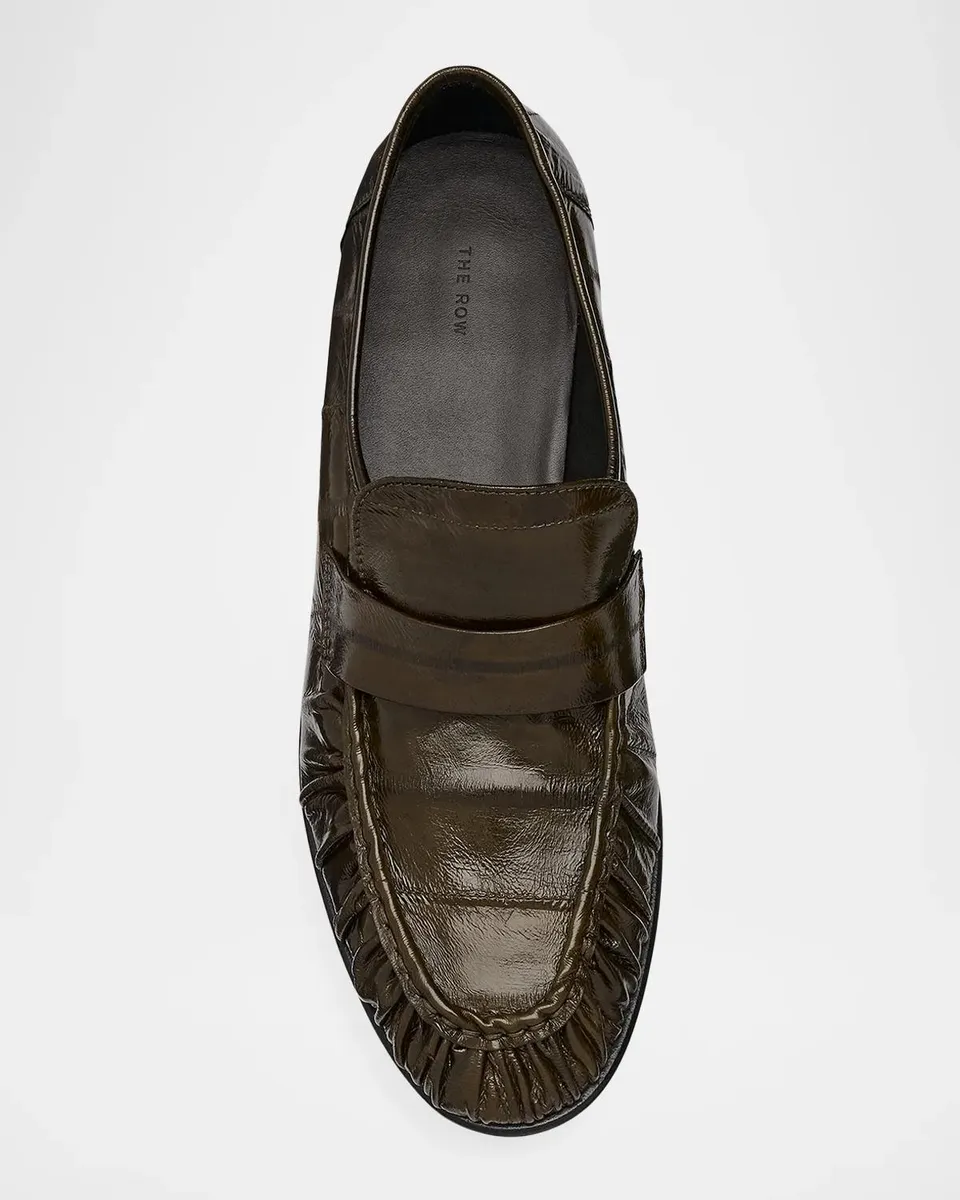 The Row Crinkled-Leather Penny Loafers | Thumbnail 3 The Row Crinkled-Leather Penny Loafers | Thumbnail 3