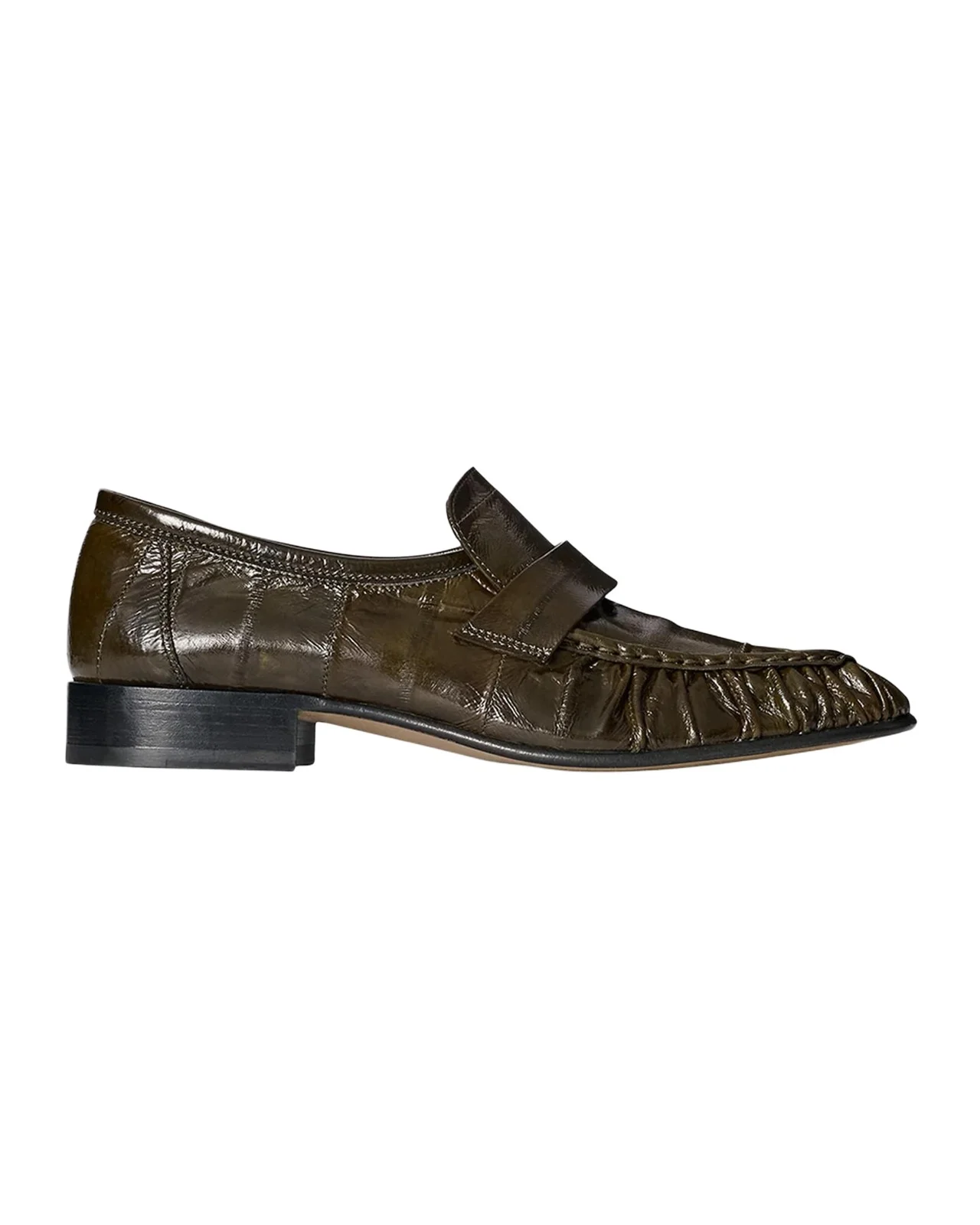 Crinkled-Leather Penny Loafers