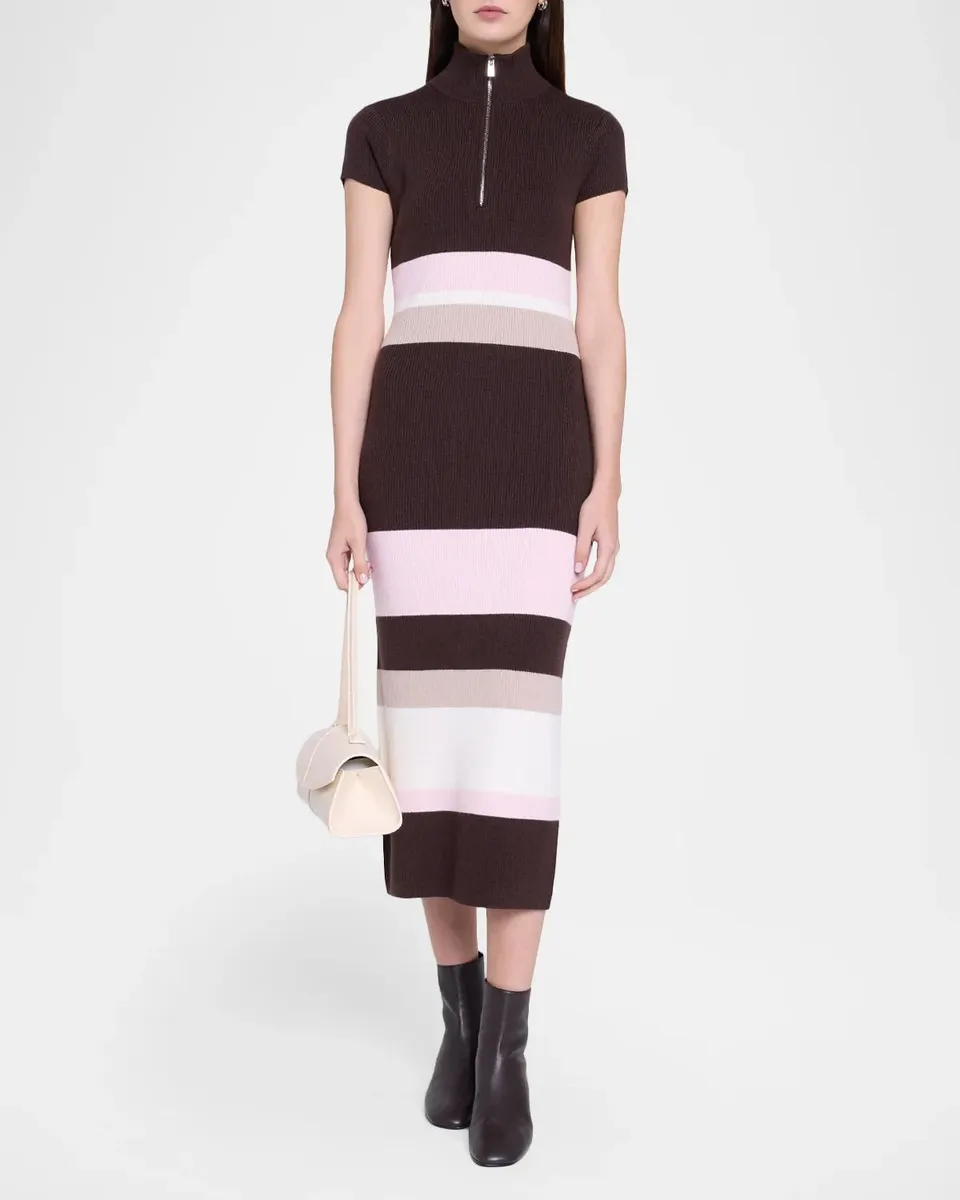 Toccin Dasha Striped Cap-Sleeve Midi Dress | Thumbnail 2