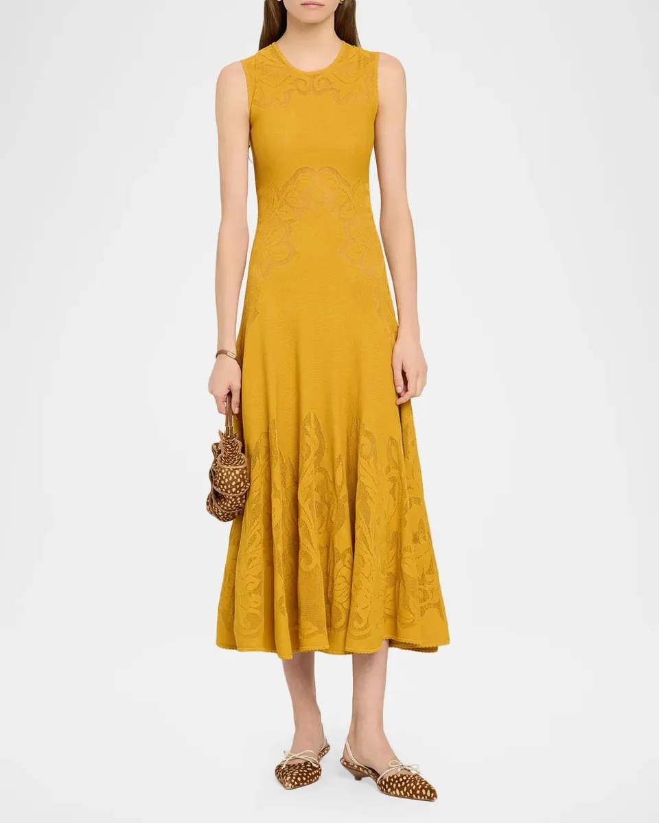 Ulla Johnson Corinthia Tonal-Jacquard Knit Midi Dress | Thumbnail 2 Ulla Johnson Corinthia Tonal-Jacquard Knit Midi Dress | Thumbnail 2