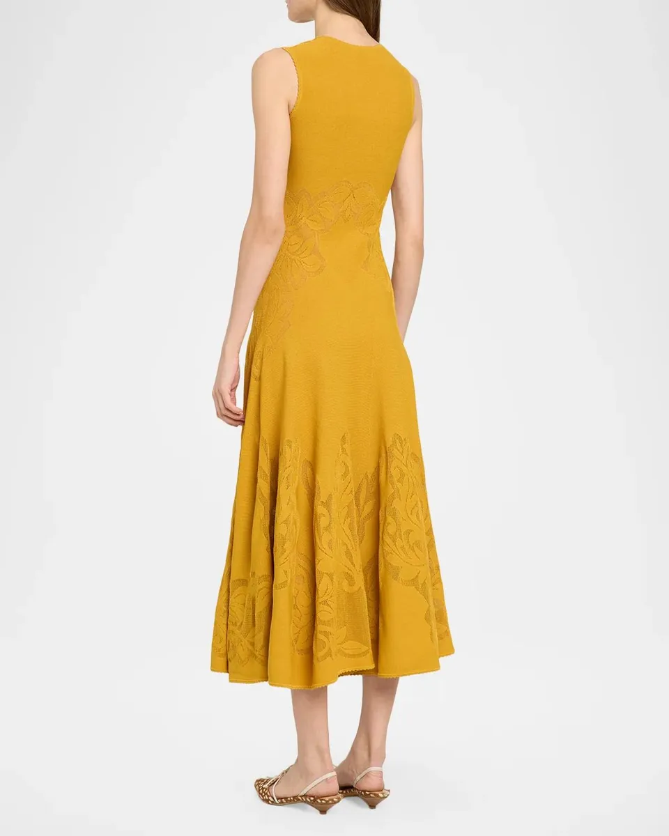 Ulla Johnson Corinthia Tonal-Jacquard Knit Midi Dress | Thumbnail 3 Ulla Johnson Corinthia Tonal-Jacquard Knit Midi Dress | Thumbnail 3