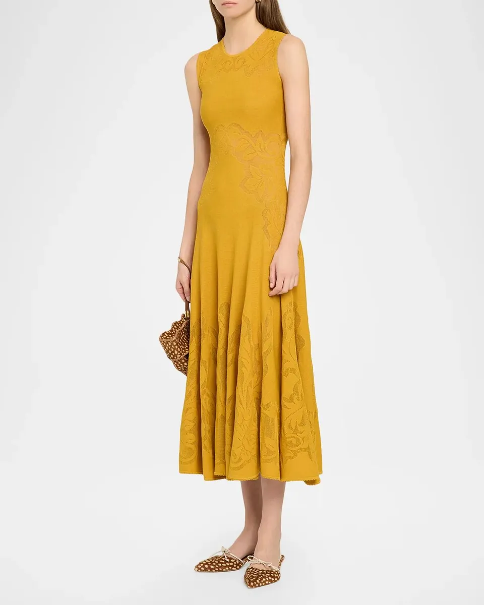 Ulla Johnson Corinthia Tonal-Jacquard Knit Midi Dress | Thumbnail 4 Ulla Johnson Corinthia Tonal-Jacquard Knit Midi Dress | Thumbnail 4