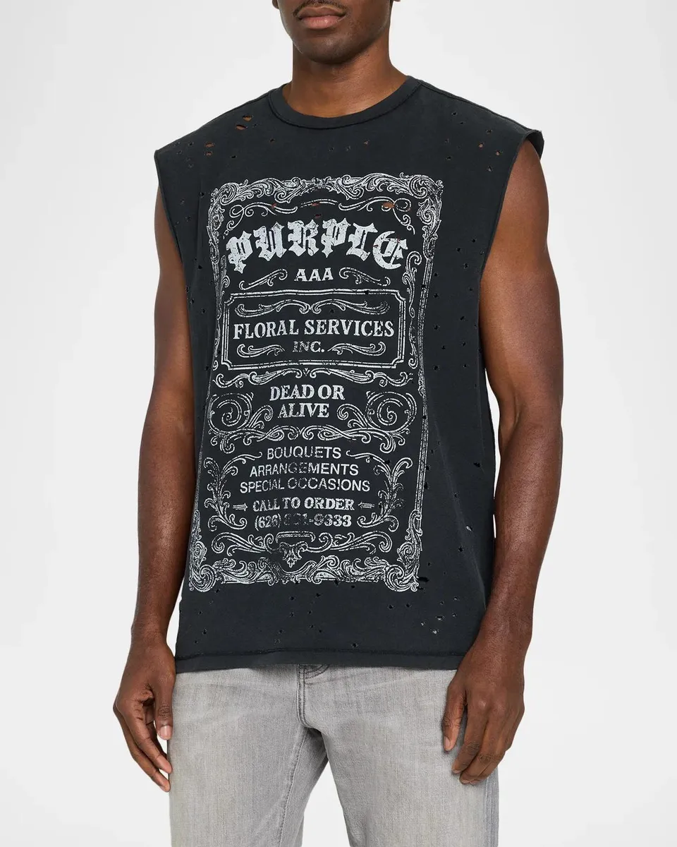 PURPLE Men's Distressed Jersey Crewneck Tank | Thumbnail 4 PURPLE Men's Distressed Jersey Crewneck Tank | Thumbnail 4