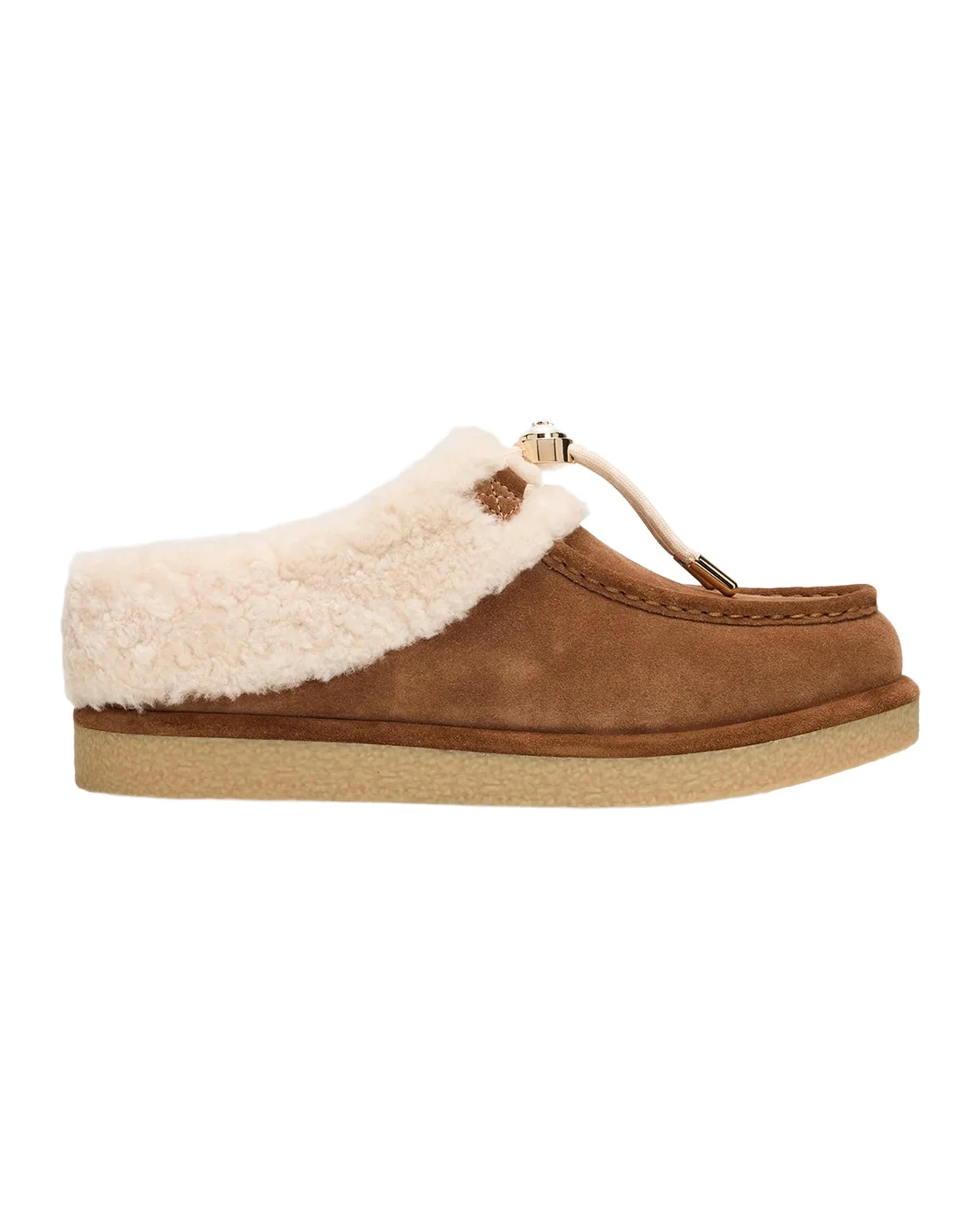 Stuart Weitzman The Vail Shearling-Trimmed Suede Lace-Up Booties