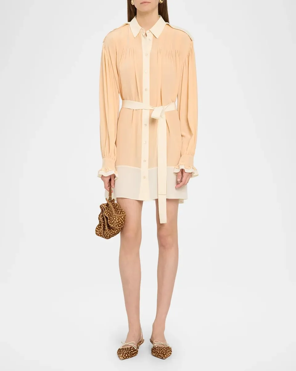 Ulla Johnson Linnea Silk Self-Belt Mini Shirtdress | Thumbnail 2 Ulla Johnson Linnea Silk Self-Belt Mini Shirtdress | Thumbnail 2