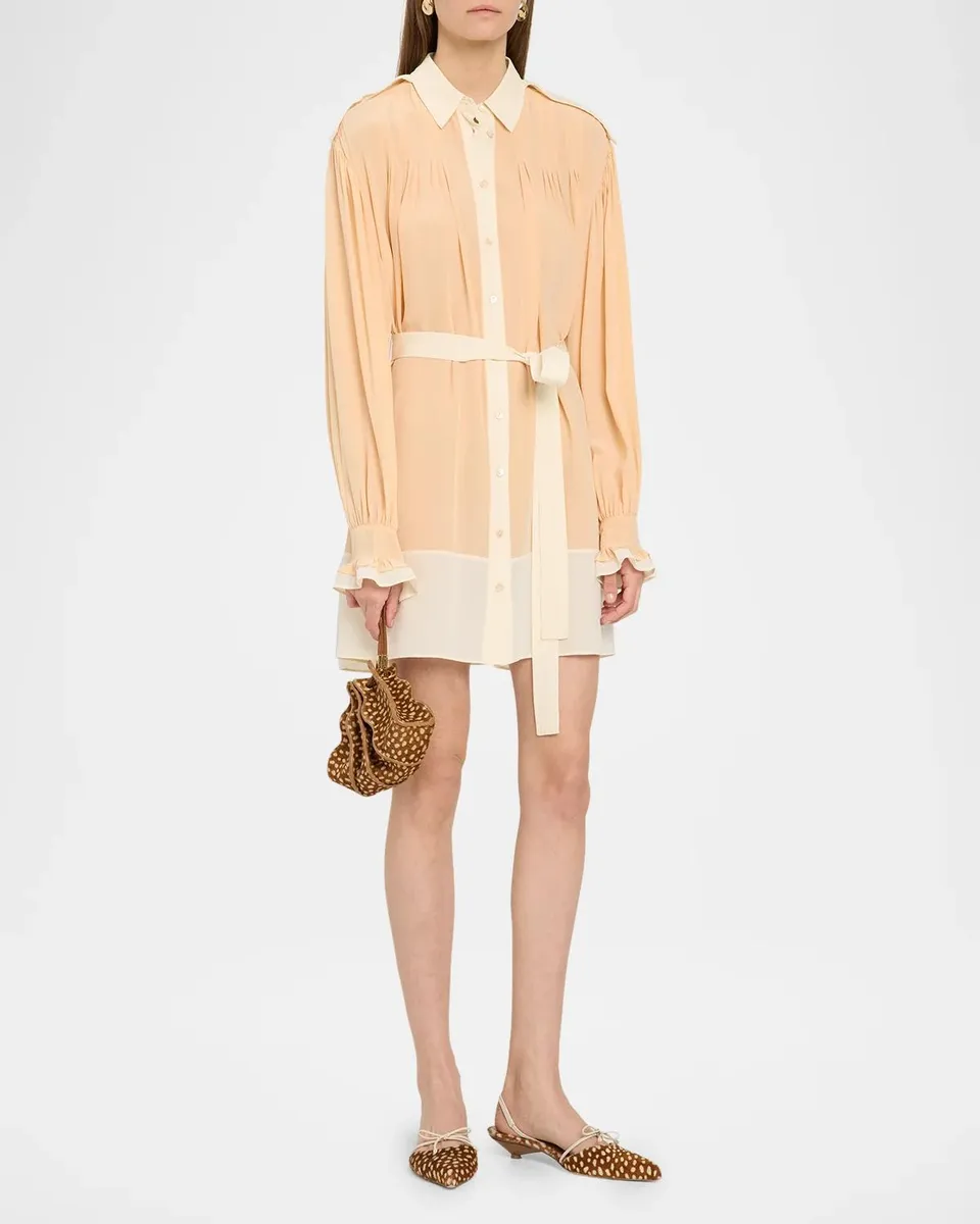 Ulla Johnson Linnea Silk Self-Belt Mini Shirtdress | Thumbnail 4 Ulla Johnson Linnea Silk Self-Belt Mini Shirtdress | Thumbnail 4