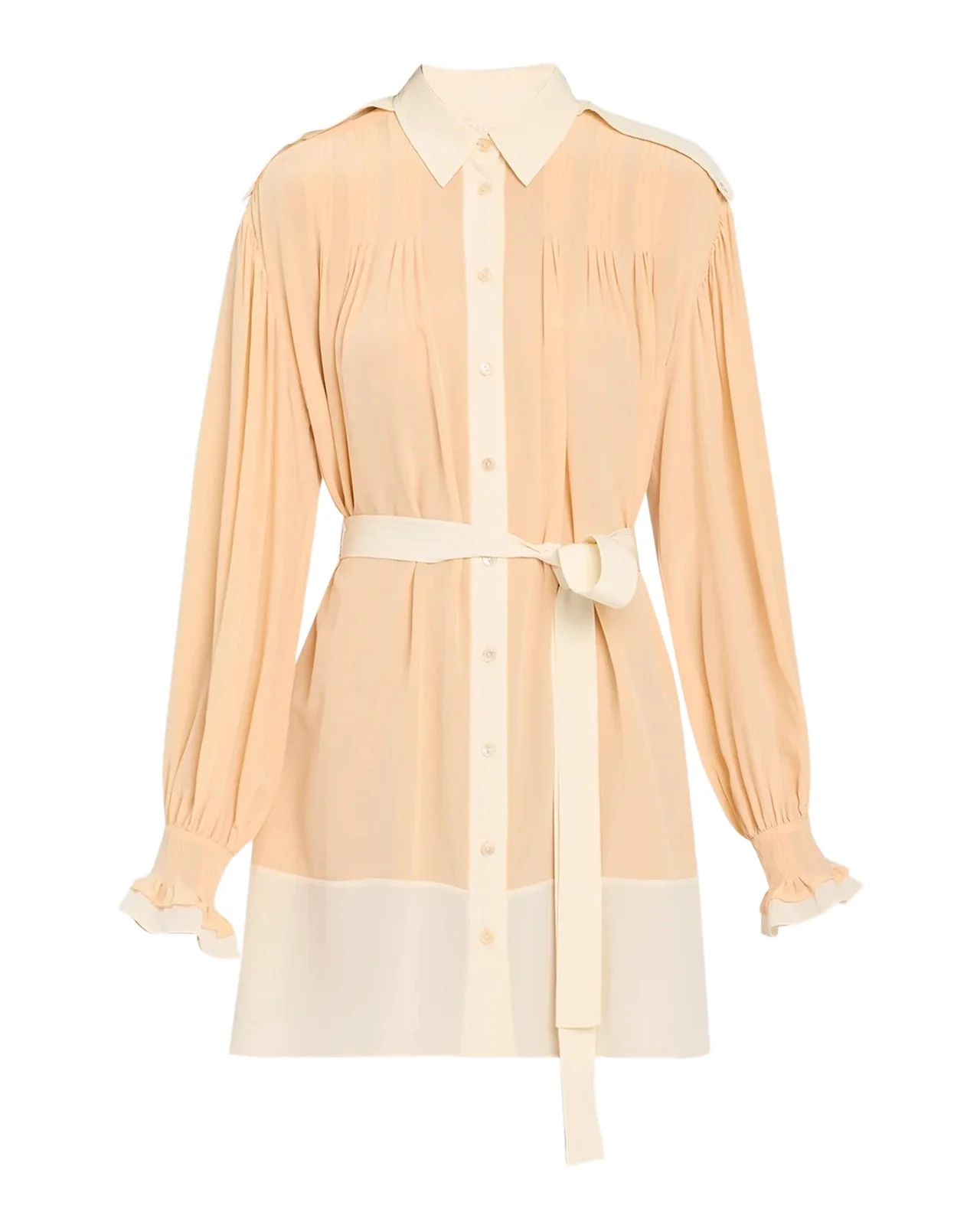 Ulla Johnson Linnea Silk Self-Belt Mini Shirtdress