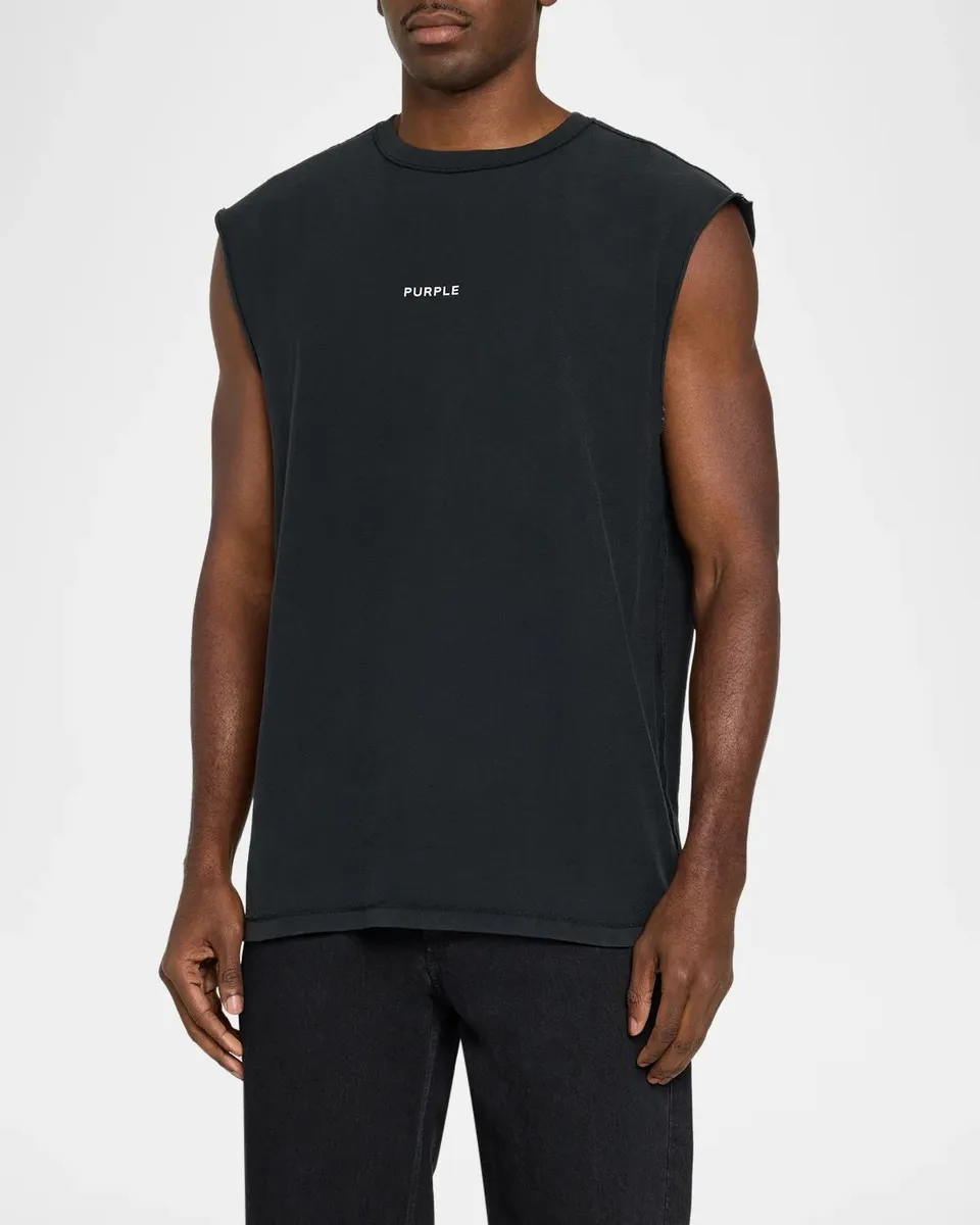 PURPLE Men's Logo Textured Cotton Muscle Tank | Thumbnail 4 PURPLE Men's Logo Textured Cotton Muscle Tank | Thumbnail 4