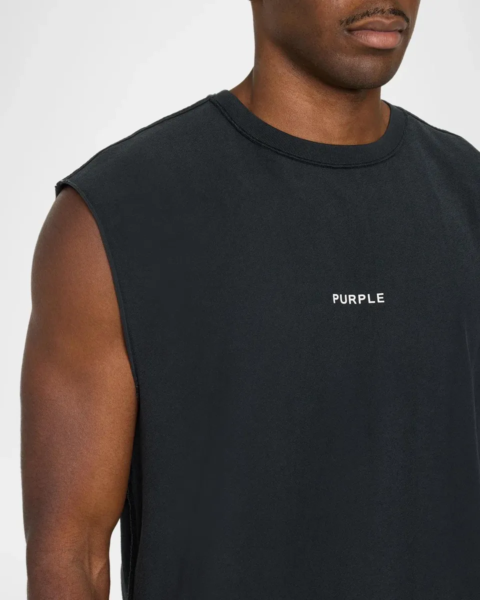 PURPLE Men's Logo Textured Cotton Muscle Tank | Thumbnail 5 PURPLE Men's Logo Textured Cotton Muscle Tank | Thumbnail 5