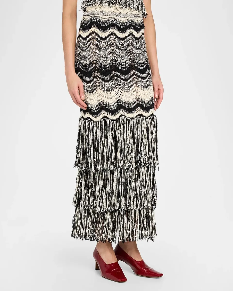 Ulla Johnson Evelina Eyelet-Embroidered Fringe Maxi Skirt | Thumbnail 4