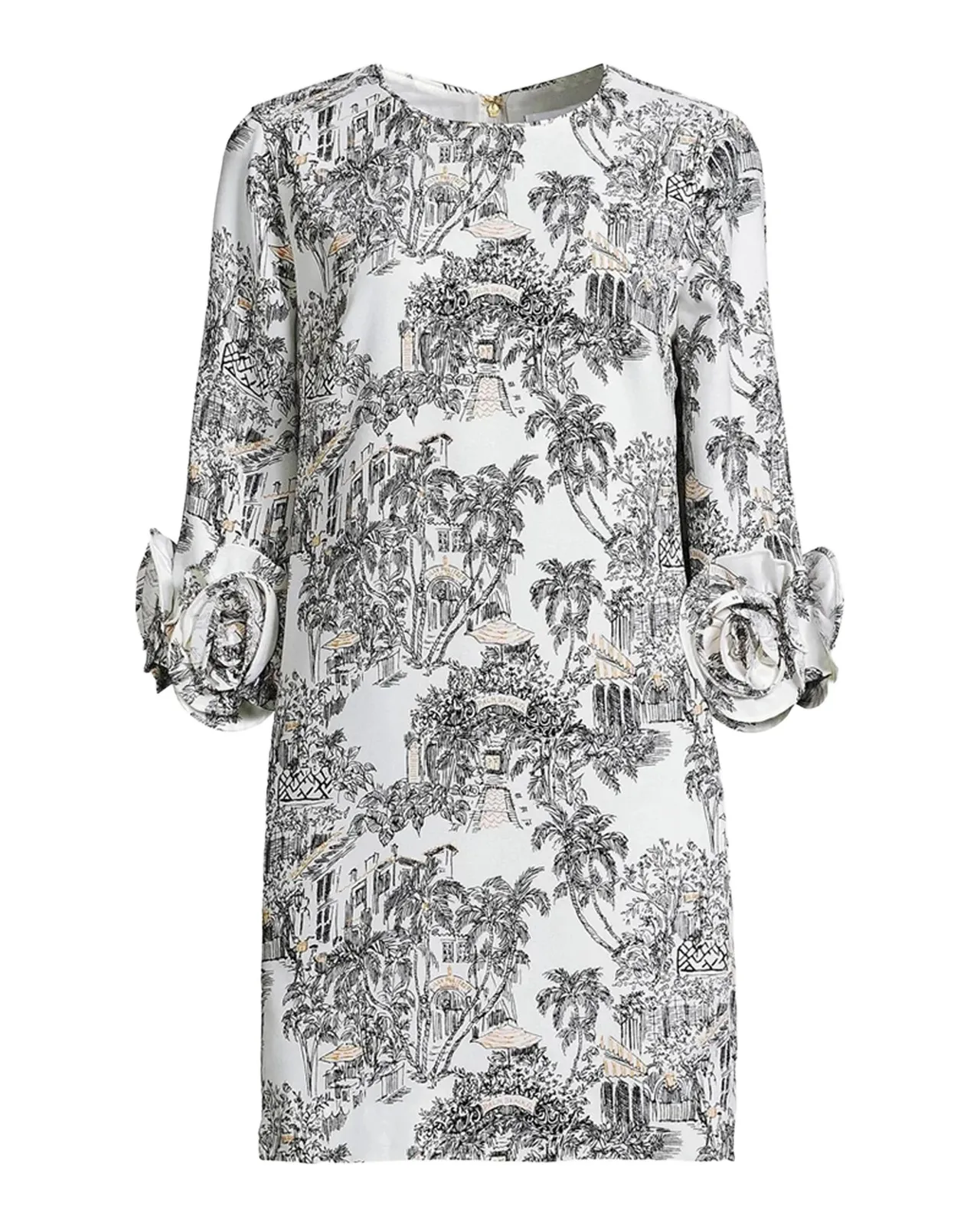 Lu Rosette-Cuff Toile Crêpe Minidress Lu Rosette-Cuff Toile Crêpe Minidress