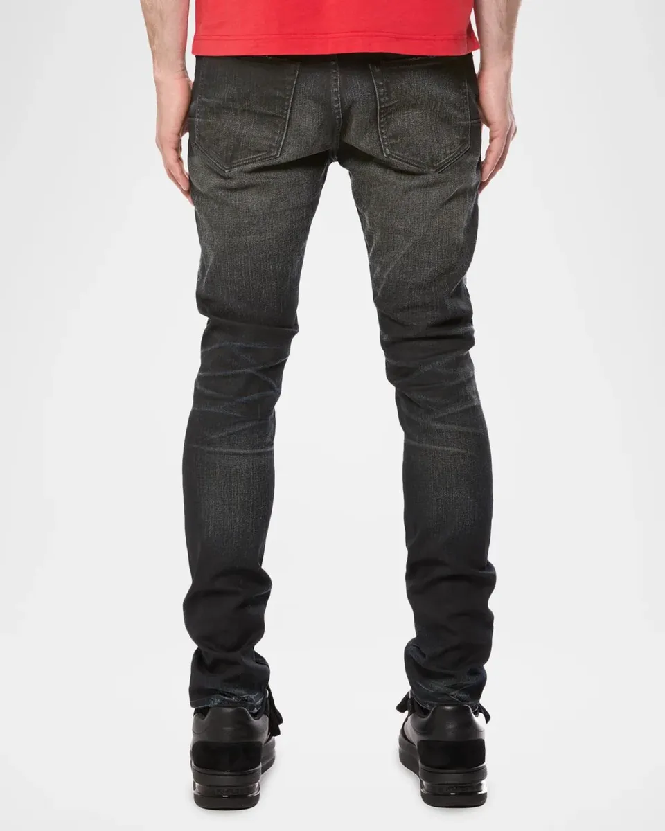PURPLE Men's Black Coated Denim Jeans | Thumbnail 2 PURPLE Men's Black Coated Denim Jeans | Thumbnail 2