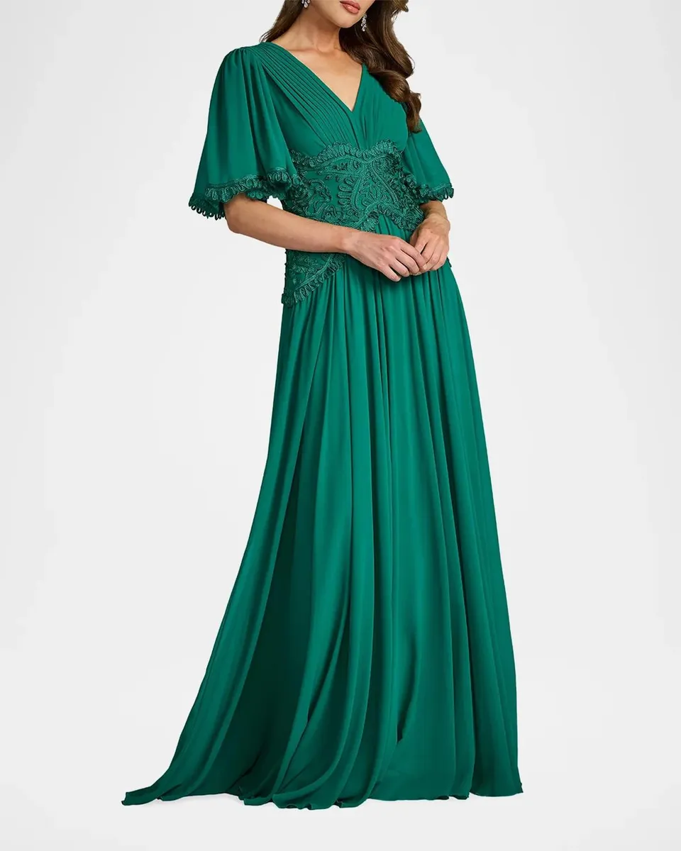 Tadashi Shoji Lace-Trim Pleated Gown | Thumbnail 2