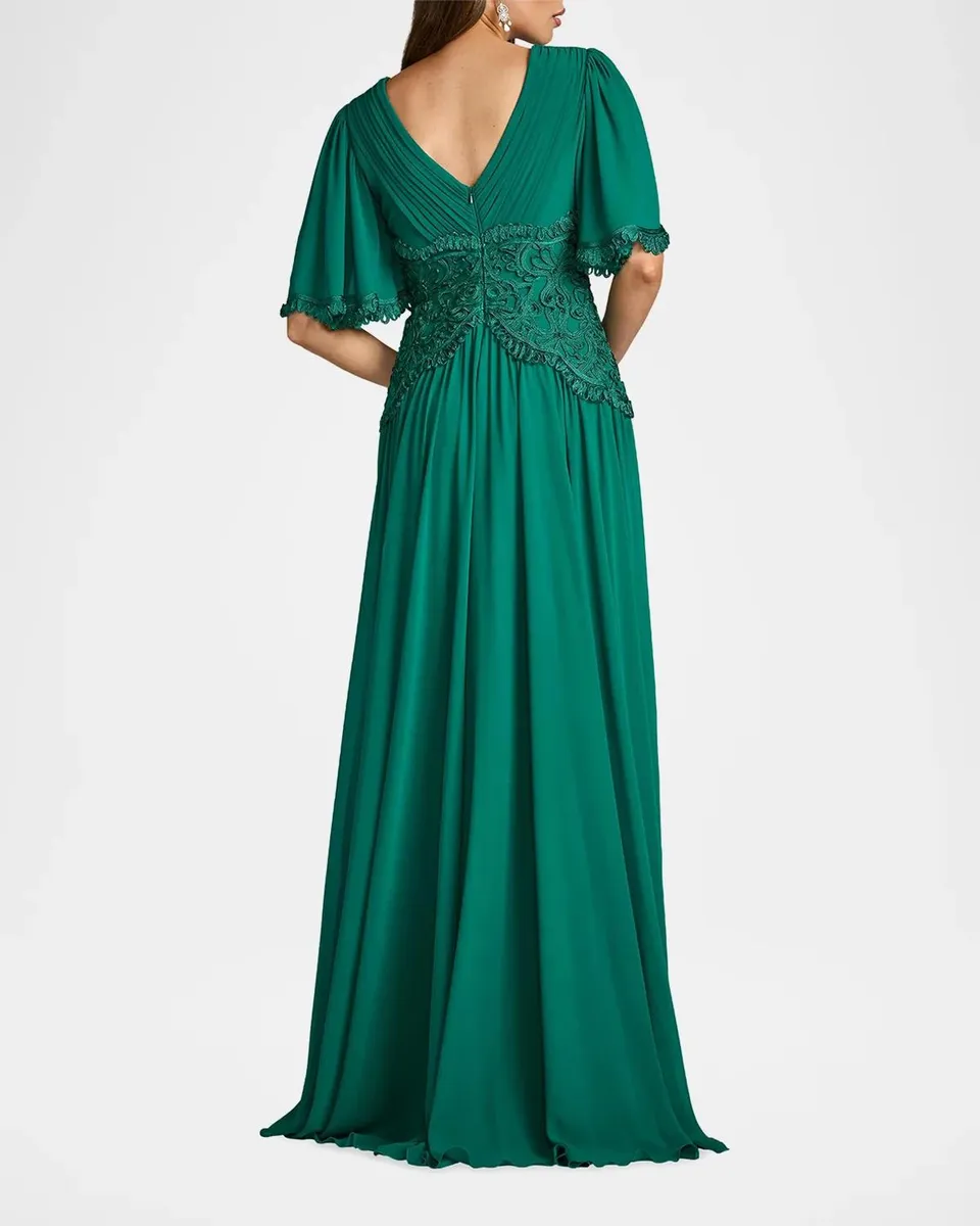 Tadashi Shoji Lace-Trim Pleated Gown | Thumbnail 3