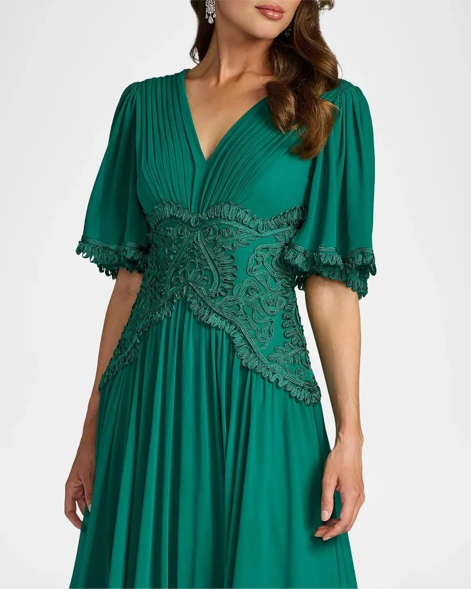 Tadashi Shoji Lace-Trim Pleated Gown | Thumbnail 5