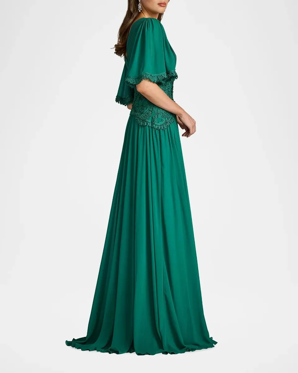 Tadashi Shoji Lace-Trim Pleated Gown | Thumbnail 6