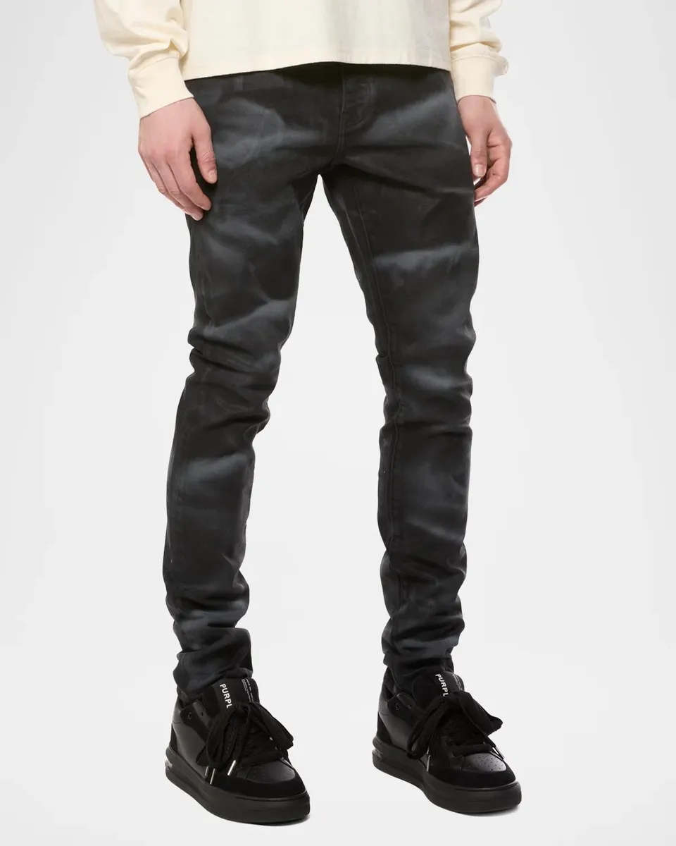PURPLE Men's 3D-Printed Low-Rise Skinny Jeans | Thumbnail 4