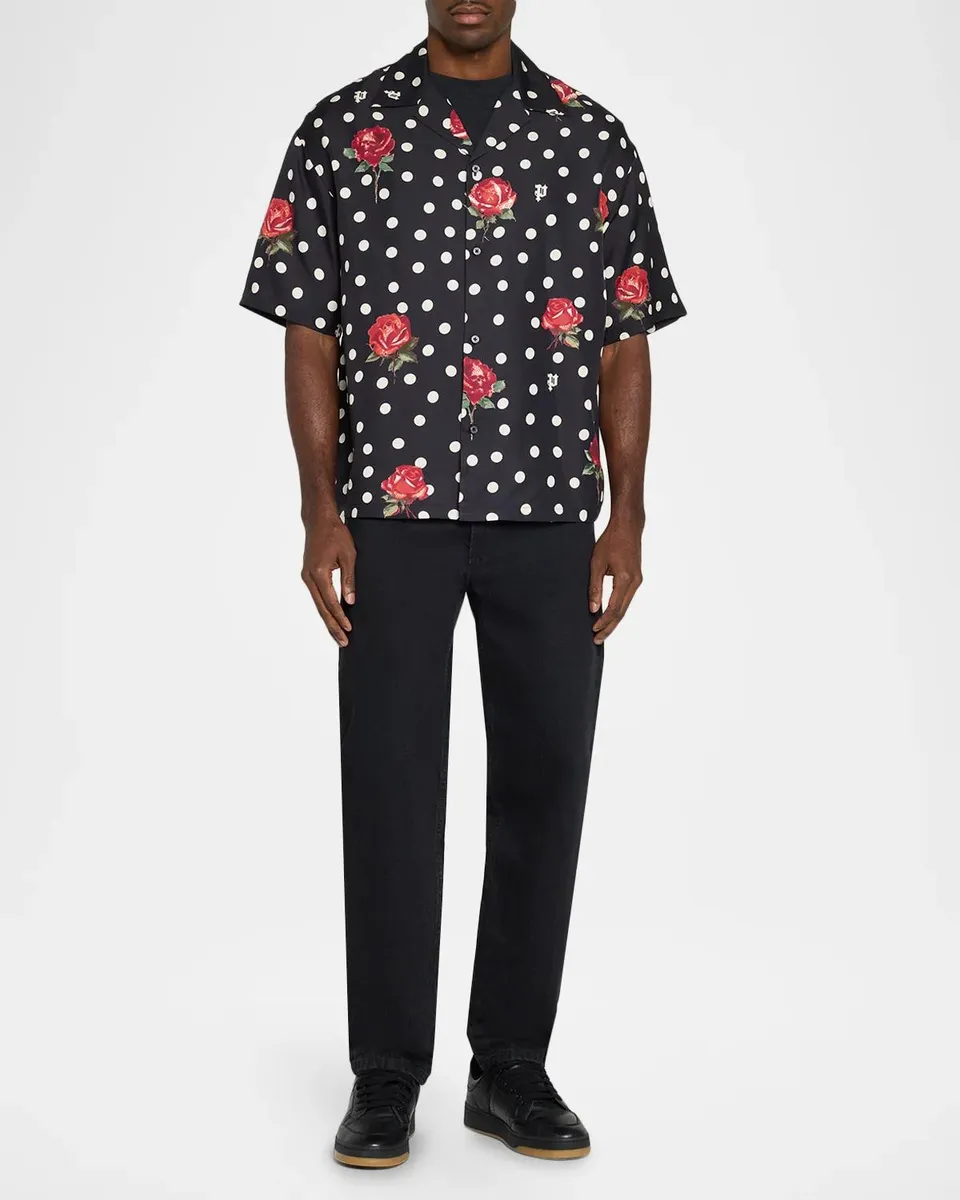 PURPLE Men's Printed Silk-Blend Camp Shirt | Thumbnail 2 PURPLE Men's Printed Silk-Blend Camp Shirt | Thumbnail 2