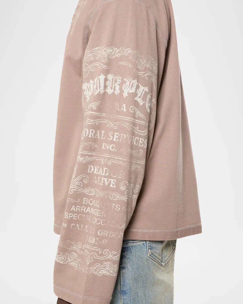 PURPLE Men's Graphic Flared Long-Sleeve Crop T-Shirt | Thumbnail 4