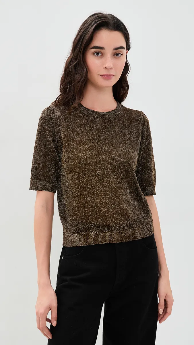 Frame The Metallic Gathered Sweater | Thumbnail 2 Frame The Metallic Gathered Sweater | Thumbnail 2