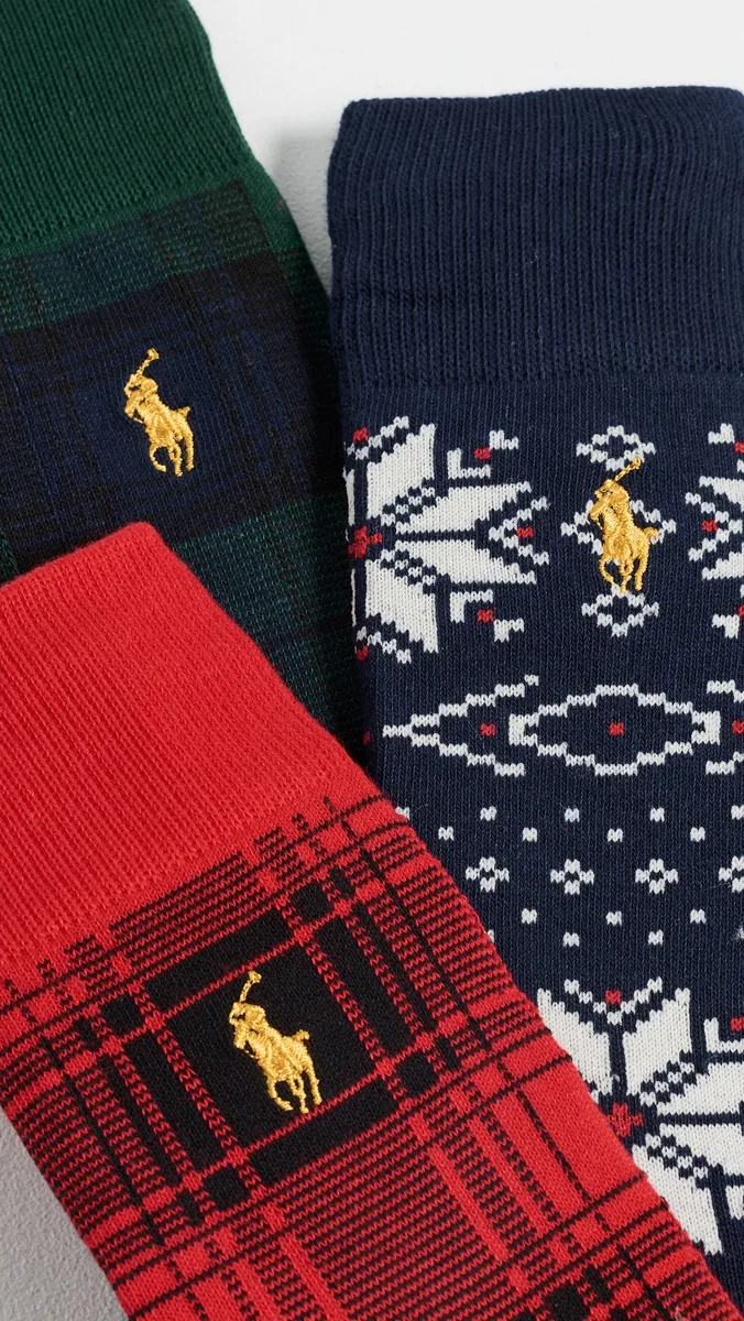 Polo Ralph Lauren Snowflake and Plaid Socks 3 Pack | Thumbnail 3