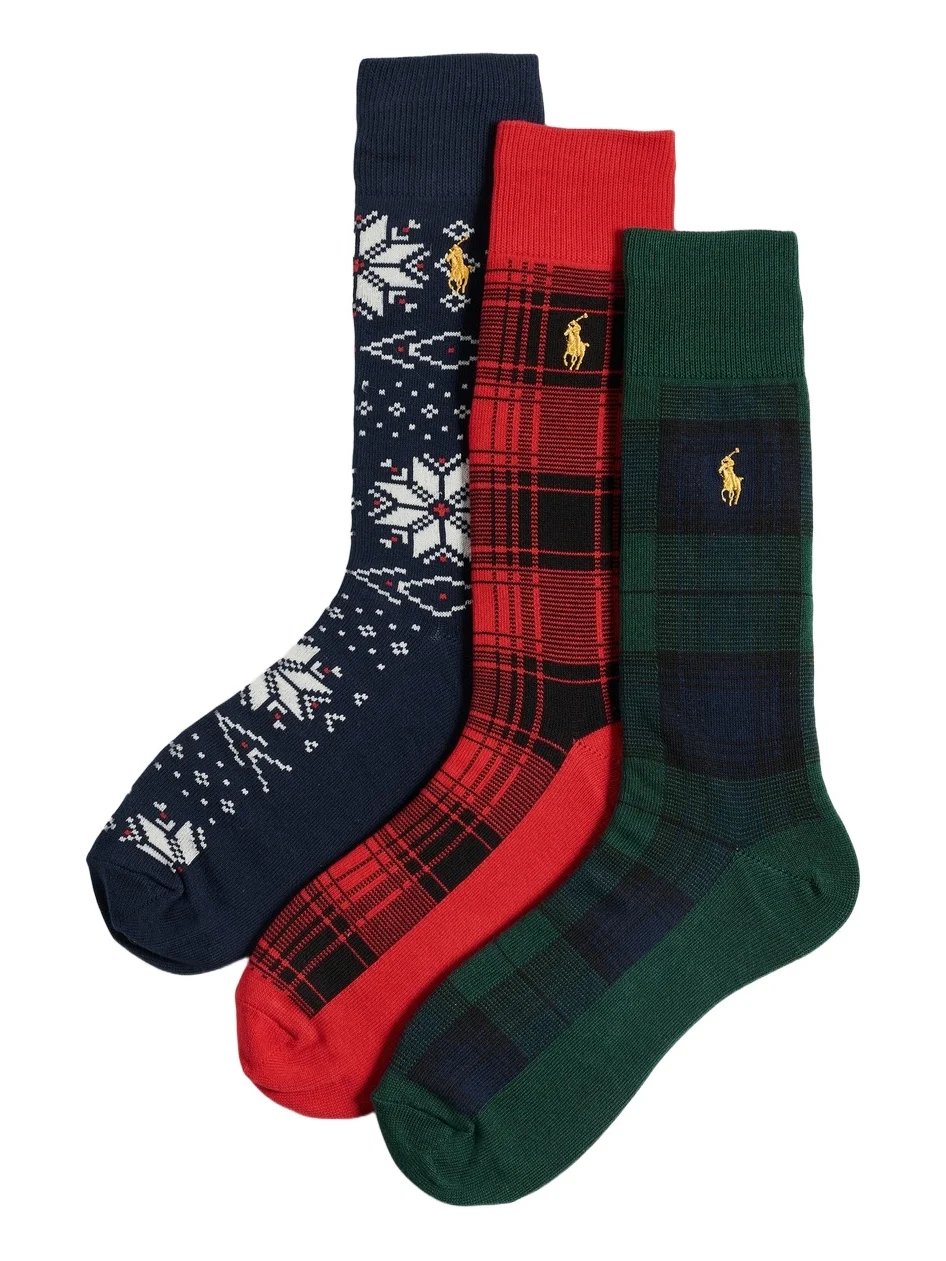 Polo Ralph Lauren Snowflake and Plaid Socks 3 Pack